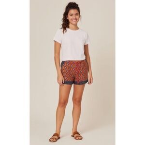 Sundance Kalini Shorts Linen Aztec Drawstring Cuffed Bold Diamond Print Boho L